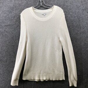 J. Crew Tunic‎ Sweater Womens S Crewneck Ivory Textured Honeycomb Cotton Wool